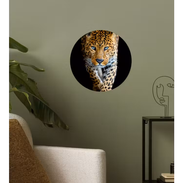 Behangcirkel - Luipaard - Dieren - Portret - Wilde dieren - Zwart — 3