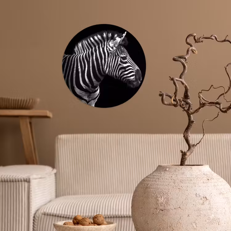 Behangcirkel - Zebra - Zwart - Wit - Portret - Dieren — 2