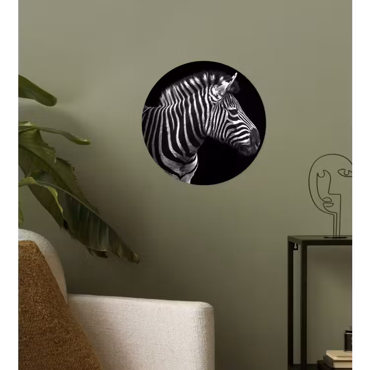 Behangcirkel - Zebra - Zwart - Wit - Portret - Dieren — 3