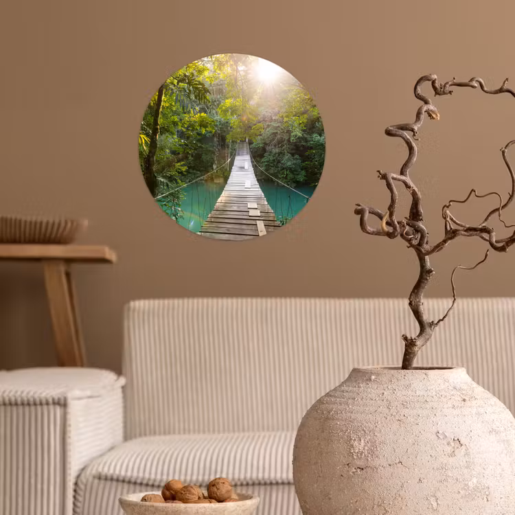 Behangcirkel - Jungle - Water - Brug - Natuur - Planten — 2