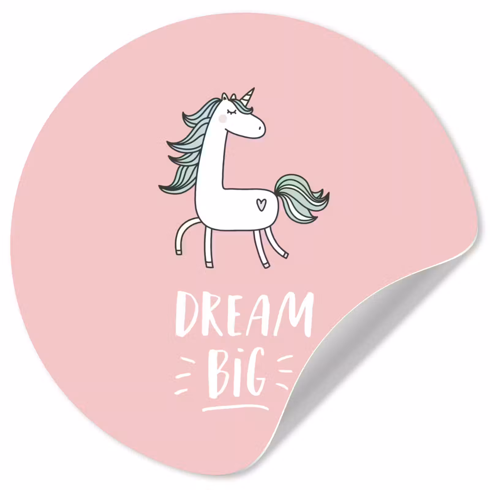 Behangcirkel - Eenhoorn - Kinderen - Quotes - Dream big - Meisjes - Roze — 1