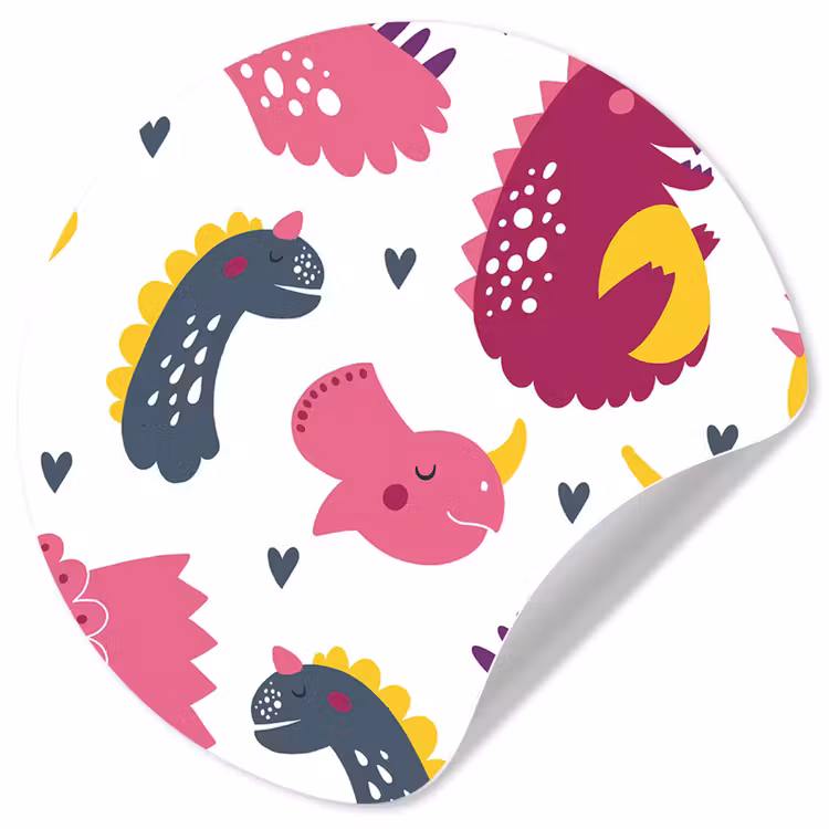 Behangcirkel - Dino - Patronen - Kind - Roze - Meisjes — 1