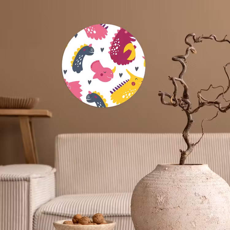 Behangcirkel - Dino - Patronen - Kind - Roze - Meisjes — 2