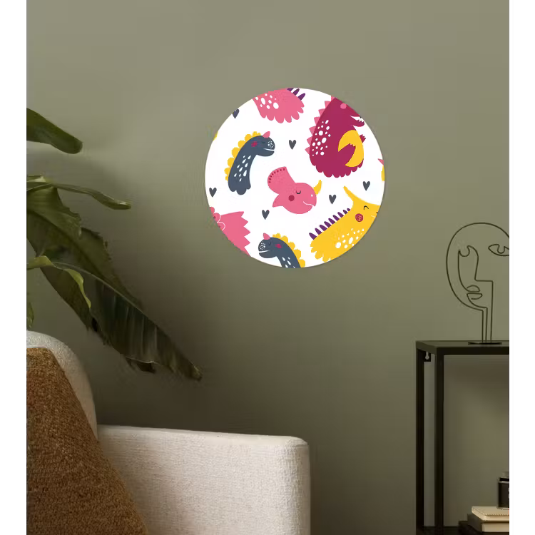 Behangcirkel - Dino - Patronen - Kind - Roze - Meisjes — 3