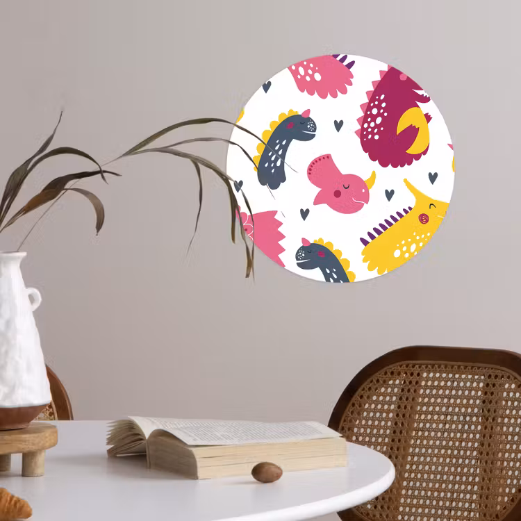 Behangcirkel - Dino - Patronen - Kind - Roze - Meisjes — 4