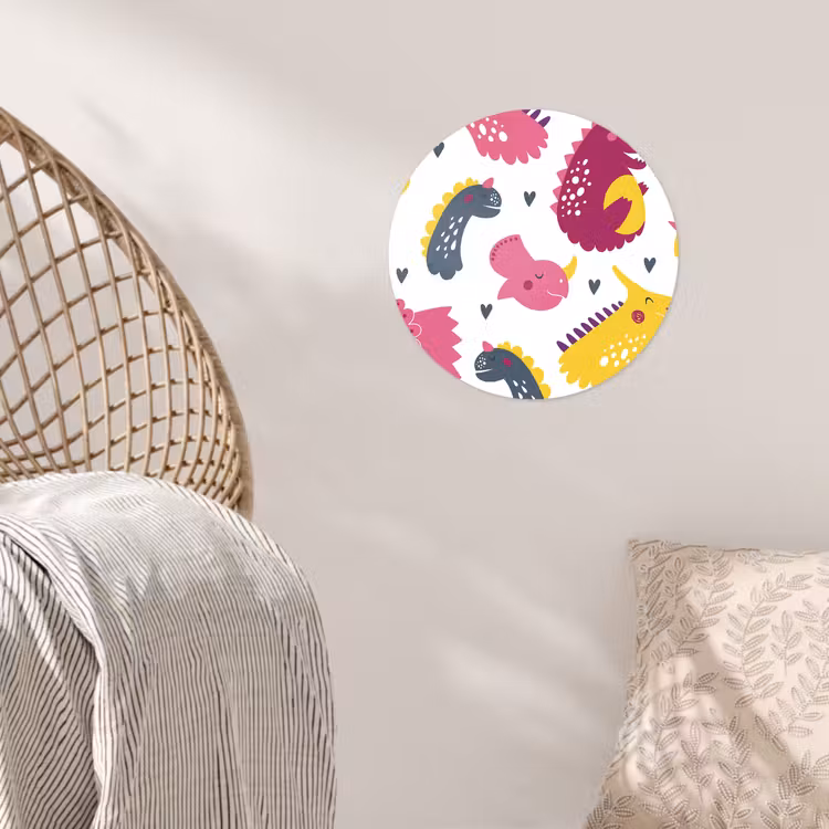 Behangcirkel - Dino - Patronen - Kind - Roze - Meisjes — 5