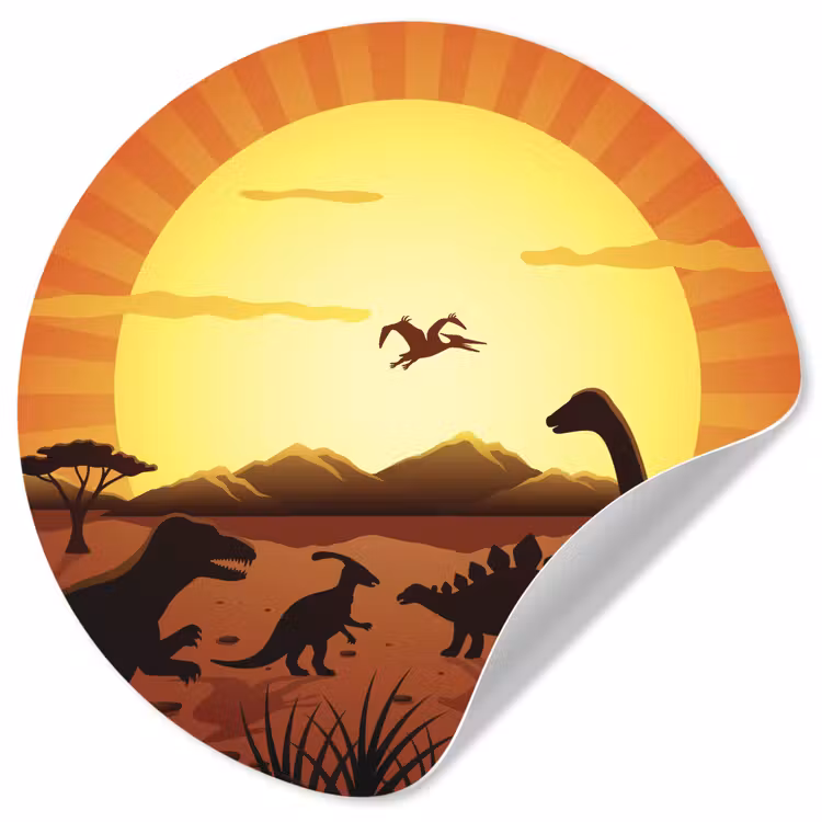 Behangcirkel - Dino - Zon - Natuur - Tekening - Kinderen - Jongens — 1