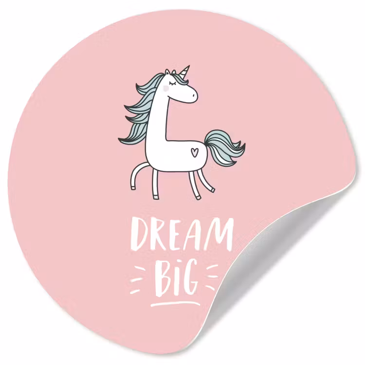 Behangcirkel - Eenhoorn - Kinderen - Quotes - Dream big - Meisjes - Roze — 1