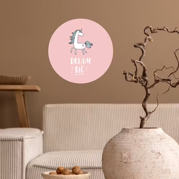 Behangcirkel - Eenhoorn - Kinderen - Quotes - Dream big - Meisjes - Roze — 2