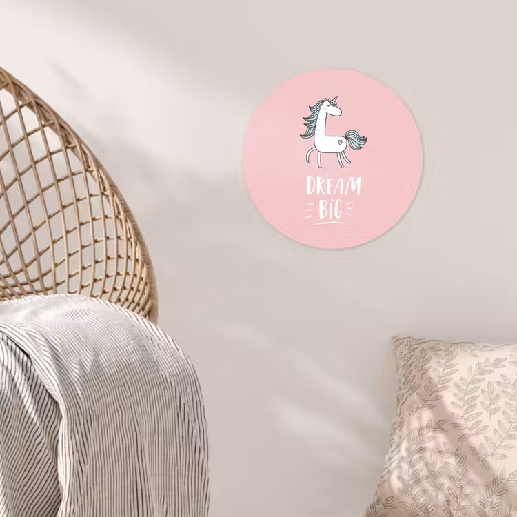Behangcirkel - Eenhoorn - Kinderen - Quotes - Dream big - Meisjes - Roze — 5