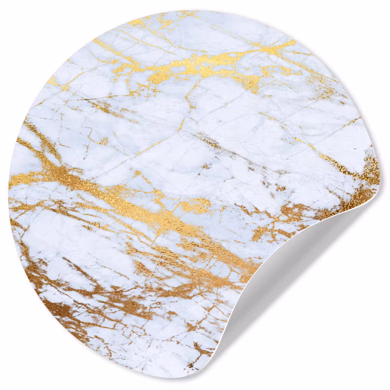Behangcirkel - Marmer - Goud - Wit - Luxe - Marmerlook - Glitter — 1