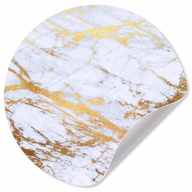 Behangcirkel - Marmer - Goud - Wit - Luxe - Marmerlook - Glitter — 1