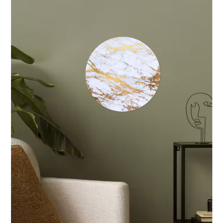Behangcirkel - Marmer - Goud - Wit - Luxe - Marmerlook - Glitter — 3