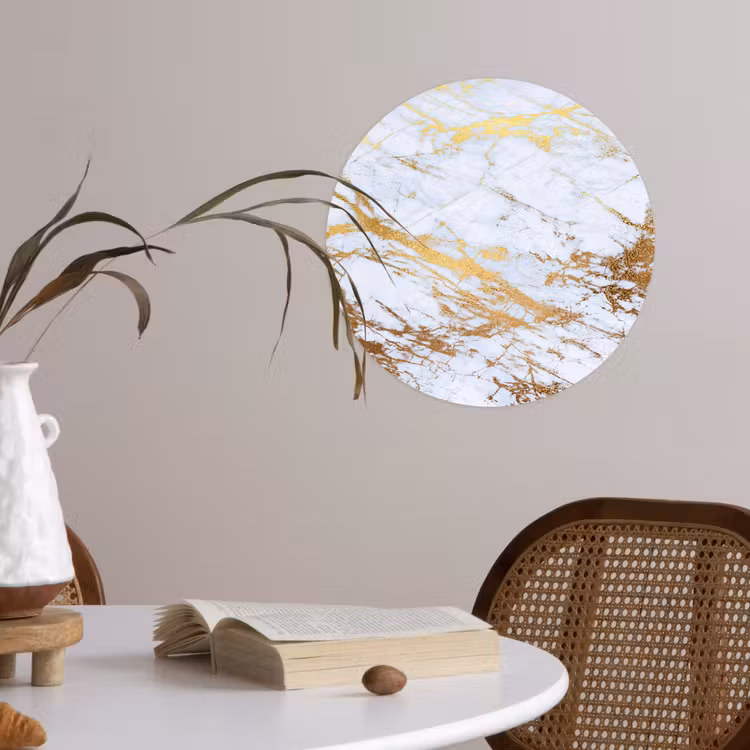 Behangcirkel - Marmer - Goud - Wit - Luxe - Marmerlook - Glitter — 4