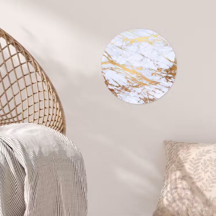 Behangcirkel - Marmer - Goud - Wit - Luxe - Marmerlook - Glitter — 5