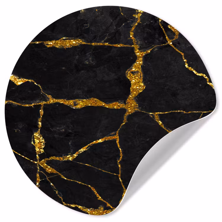 Behangcirkel - Marmer - Goud - Zwart - Marmerlook - Glitter — 1