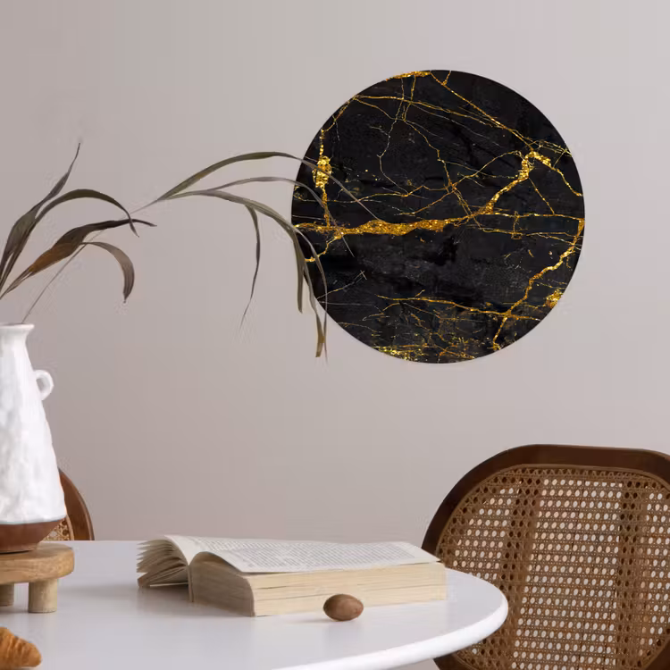 Behangcirkel - Marmer - Goud - Zwart - Marmerlook - Luxe - Glitter — 4