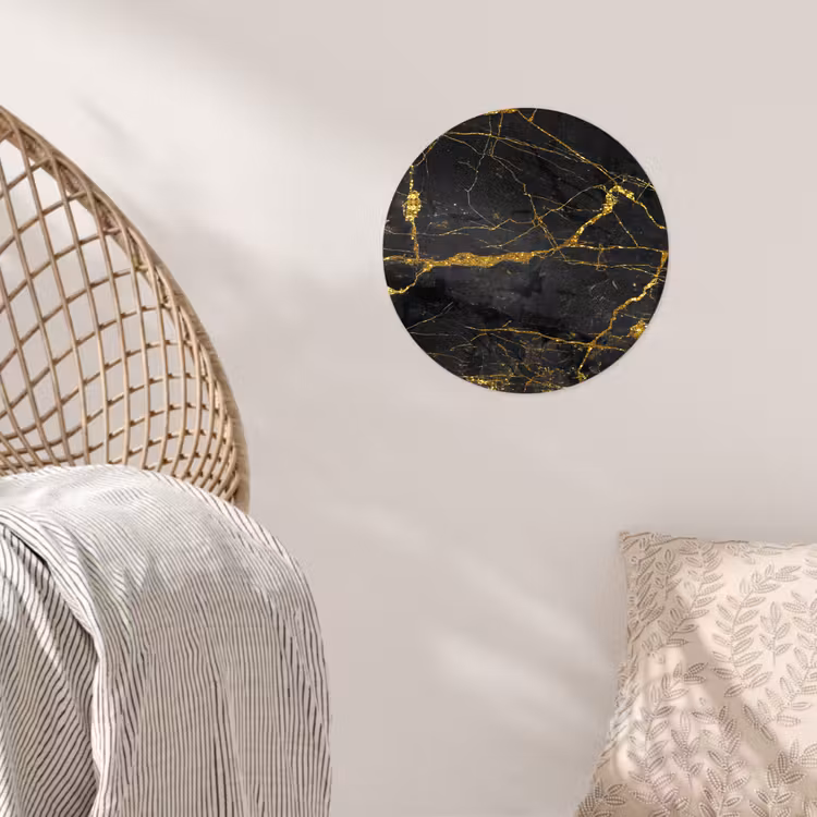 Behangcirkel - Marmer - Goud - Zwart - Marmerlook - Luxe - Glitter — 5