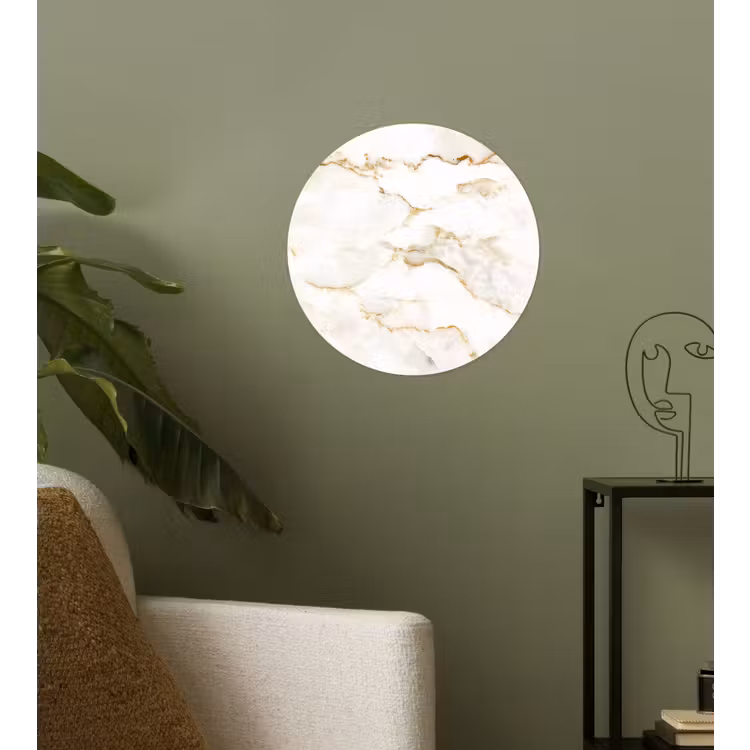 Behangcirkel - Marmer - Kalk - Goud - Luxe - Marmerlook - Wit — 3