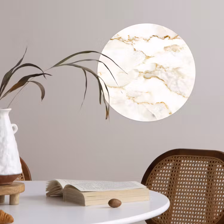 Behangcirkel - Marmer - Kalk - Goud - Luxe - Marmerlook - Wit — 4