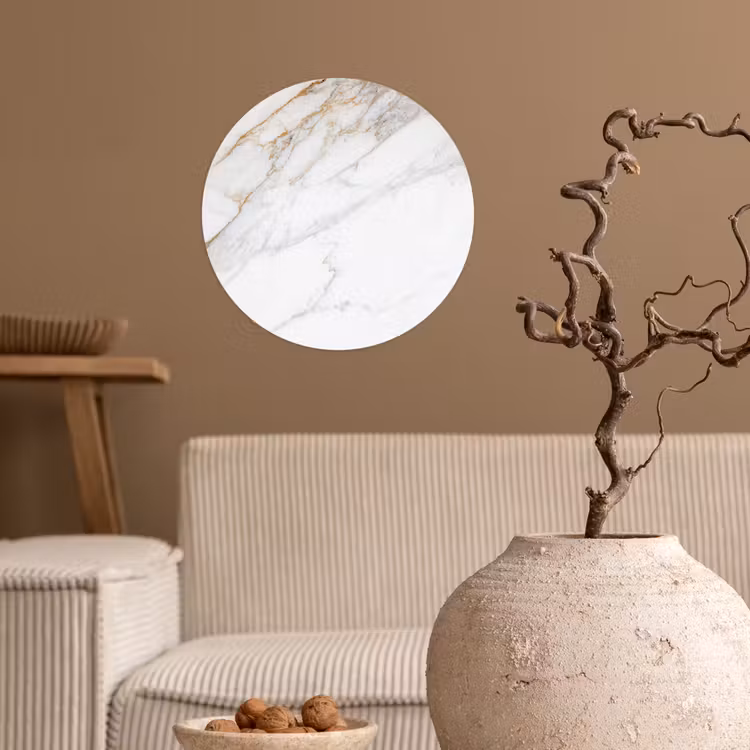 Behangcirkel - Marmer - Steen - Wit - Goud - Marmerlook - Steen - Luxe — 2