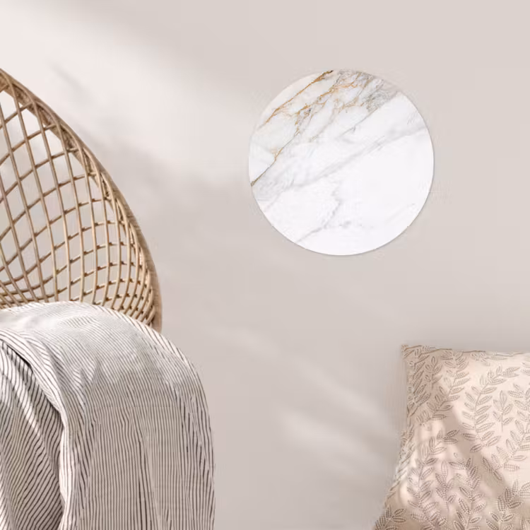 Behangcirkel - Marmer - Steen - Wit - Goud - Marmerlook - Steen - Luxe — 5