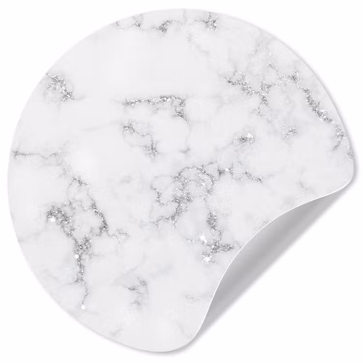 Behangcirkel - Marmer - Wit - Zilver - Glitter - Marmerlook - Chique — 1
