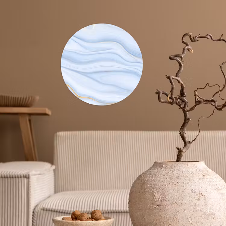 Behangcirkel - Marmer - Golf - Blauw - Patronen - Marmerlook - Pastel — 2