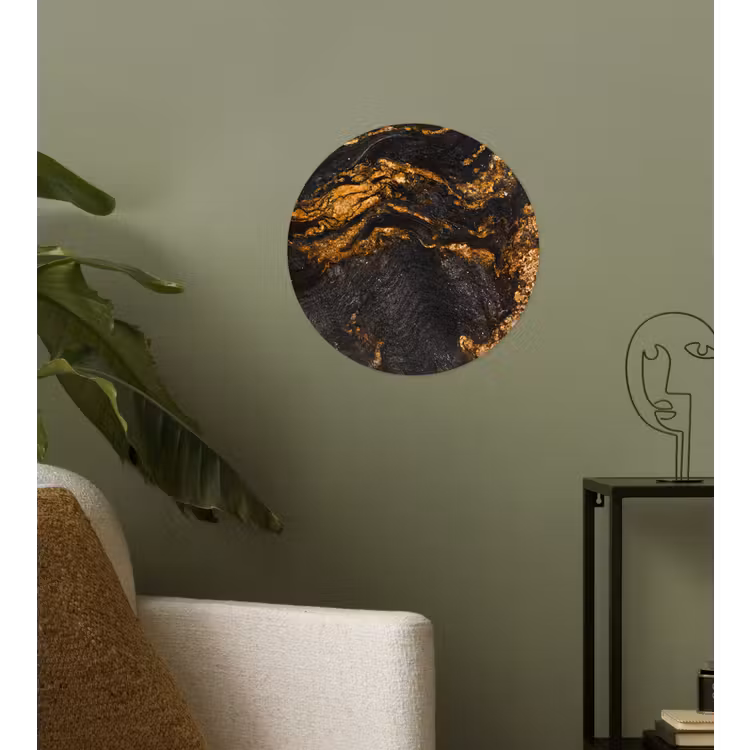 Behangcirkel - Marmer - Kalk - Zwart - Goud - Marmerlook - Luxe — 3