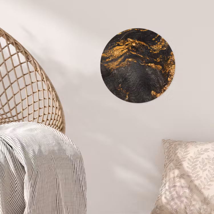 Behangcirkel - Marmer - Kalk - Zwart - Goud - Marmerlook - Luxe — 5