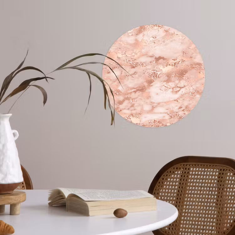 Behangcirkel - Marmer - Luxe - Roségoud - Roze - Glitter - Marmerlook — 4