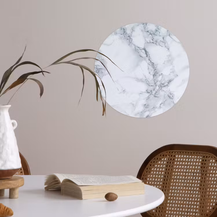 Behangcirkel - Marmer - Patroon - Gijs - Wit - Marmerlook - Luxe — 4