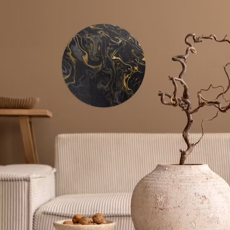 Behangcirkel - Marmer - Textuur - Grijs - Goud - Marmerlook - Luxe — 2