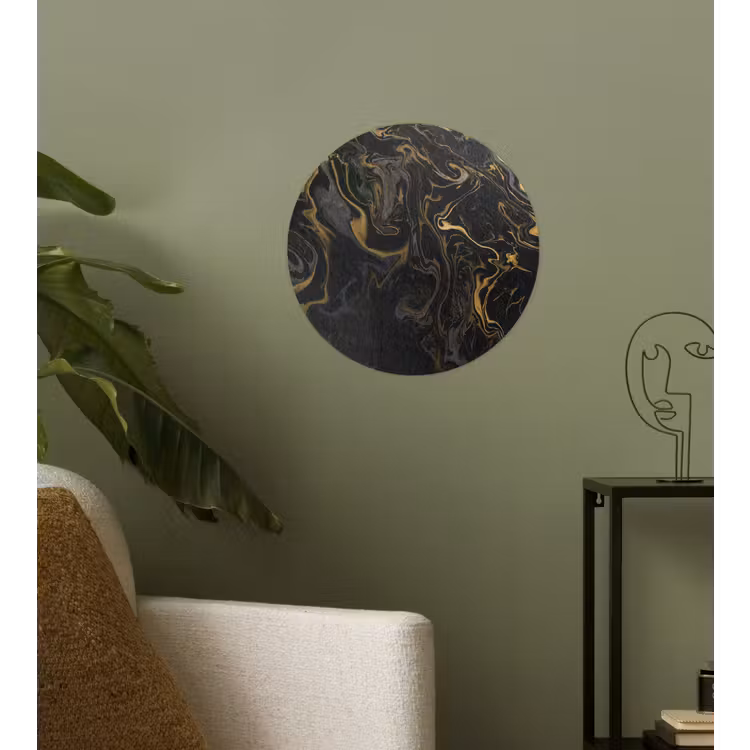Behangcirkel - Marmer - Textuur - Grijs - Goud - Marmerlook - Luxe — 3