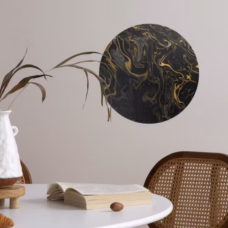 Behangcirkel - Marmer - Textuur - Grijs - Goud - Marmerlook - Luxe — 4