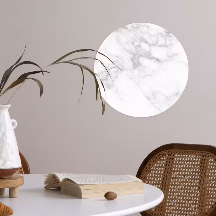 Behangcirkel - Marmer - Wit - Grijs - Luxe - Marmerlook - Steen — 4