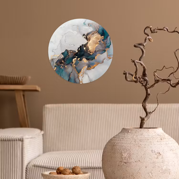 Behangcirkel - Blauw - Marmer - Goud — 2