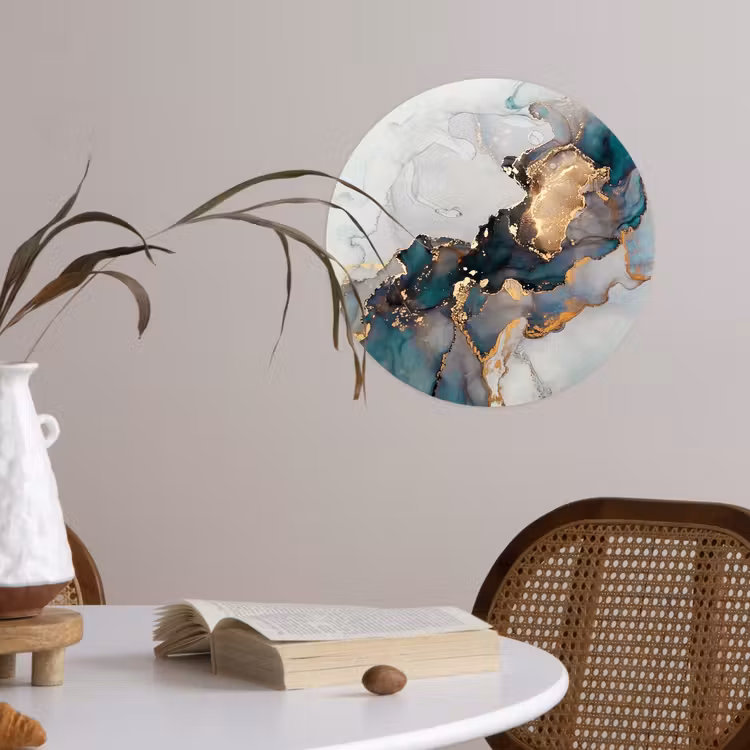 Behangcirkel - Blauw - Marmer - Goud — 4