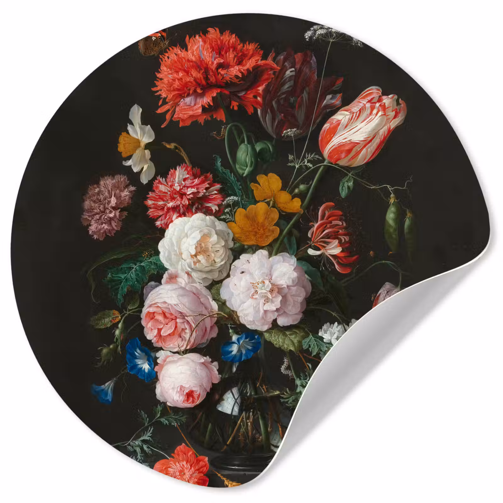 Behangcirkel - Stilleven met bloemen in een glazen vaas - Schilderij van Jan Davidsz. de Heem — 1