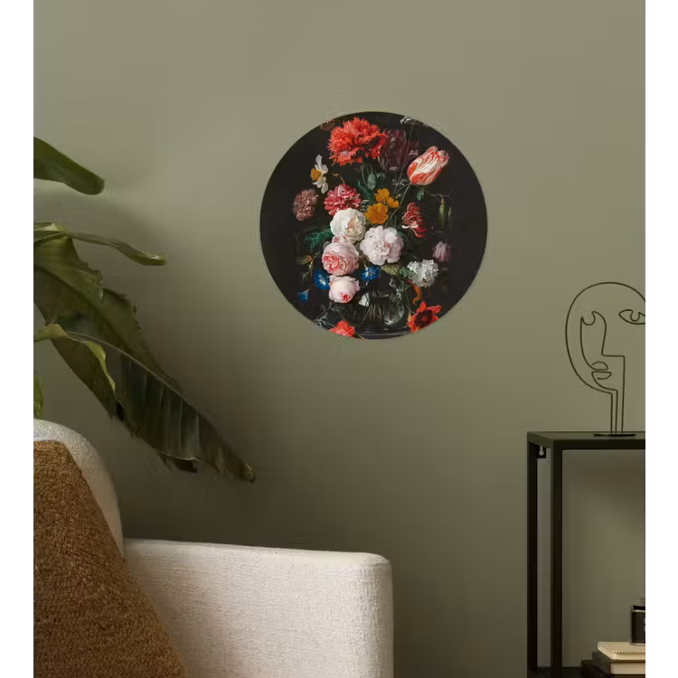 Behangcirkel - Stilleven met bloemen in een glazen vaas - Schilderij van Jan Davidsz. de Heem — 3
