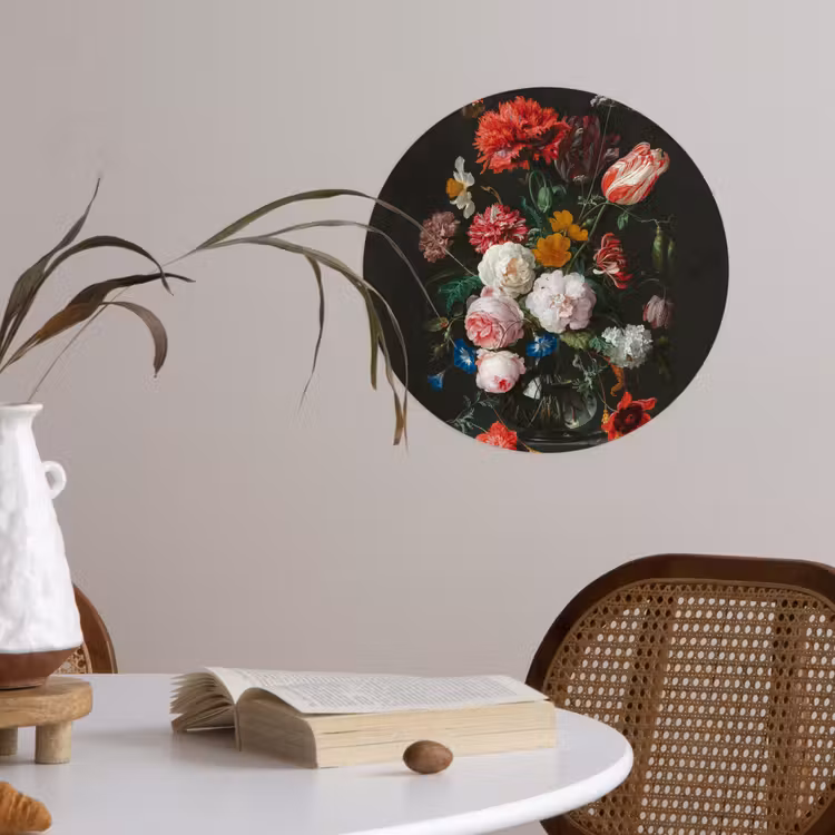 Behangcirkel - Stilleven met bloemen in een glazen vaas - Schilderij van Jan Davidsz. de Heem — 4