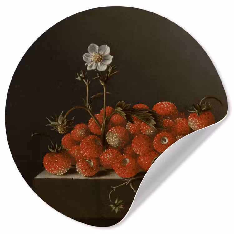 Behangcirkel - Stilleven met bosaardbeien - Schilderij van Adriaen Coorte — 1