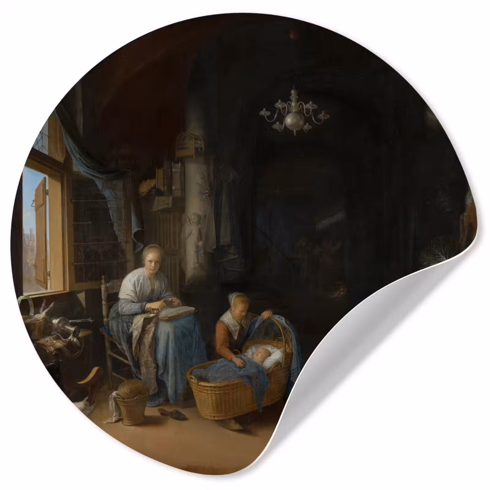 Behangcirkel - De jonge moeder - Schilderij van Gerrit Dou — 1