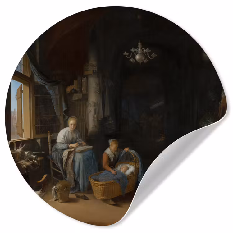 Behangcirkel - De jonge moeder - Schilderij van Gerrit Dou — 1