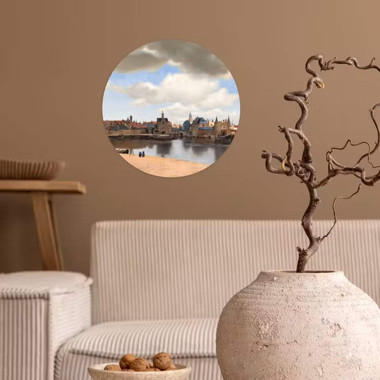 Behangcirkel - Gezicht op Delft - Schilderij van Johannes Vermeer — 2