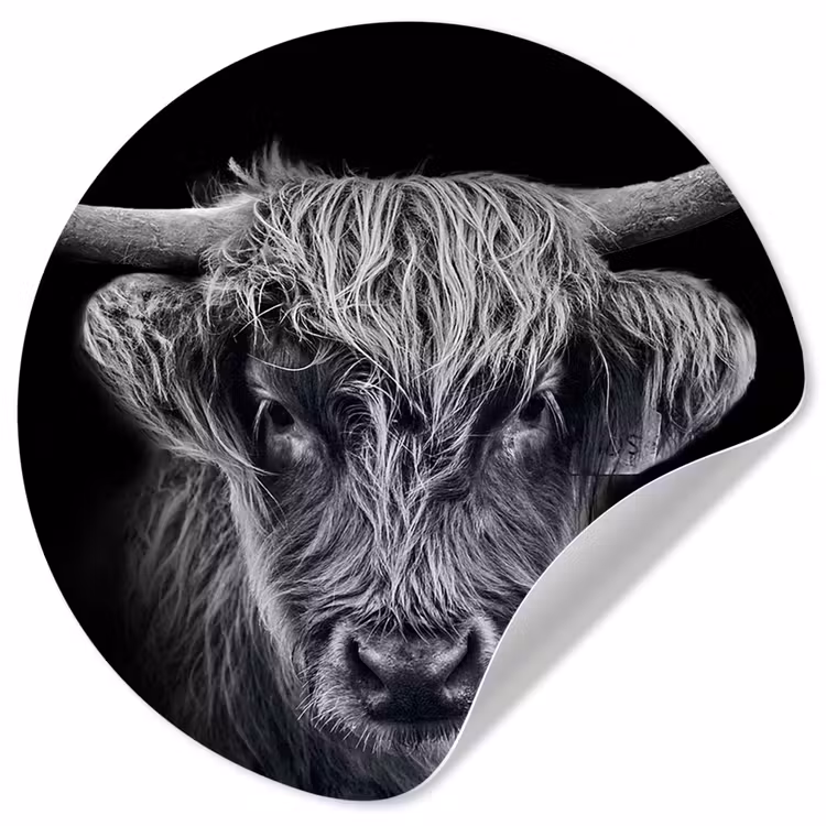 Behangcirkel - Schotse hooglander - Zwart - Koe - Dieren