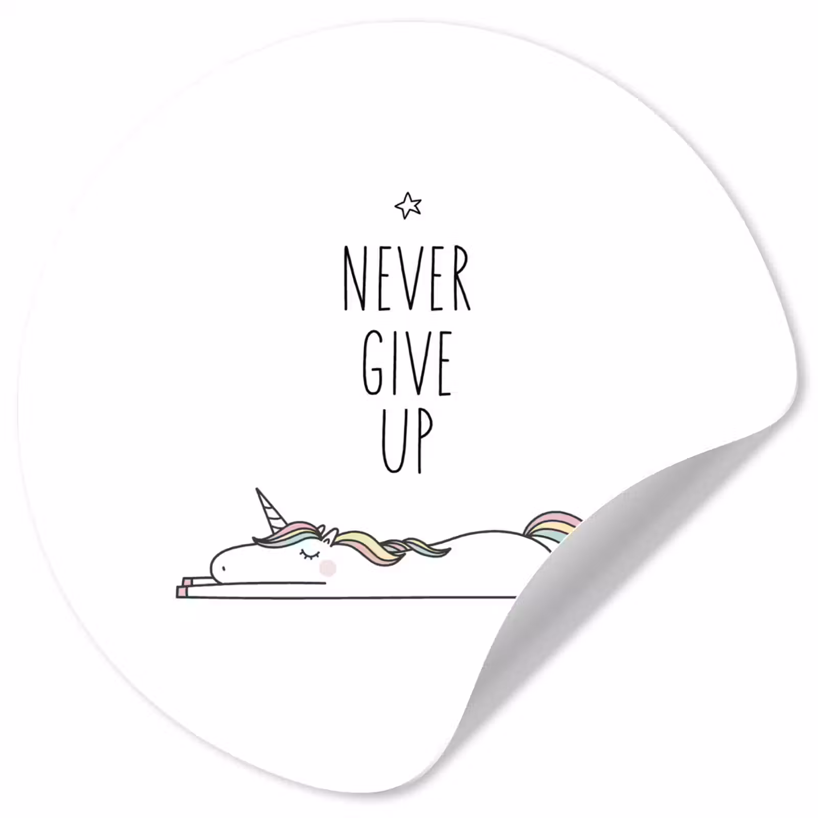 Behangcirkel - Unicorn - Kinderen - Quotes - Never give up - Meisjes — 1