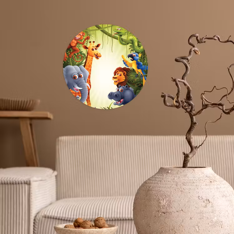 Behangcirkel - Jungle - Jongens - Meiden - Baby - Olifant - Leeuw - Giraf — 2