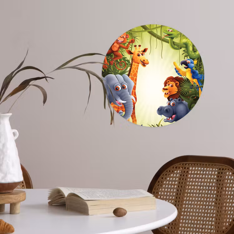 Behangcirkel - Jungle - Jongens - Meiden - Baby - Olifant - Leeuw - Giraf — 4