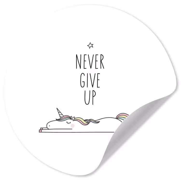 Behangcirkel - Unicorn - Kinderen - Quotes - Never give up - Meisjes — 1